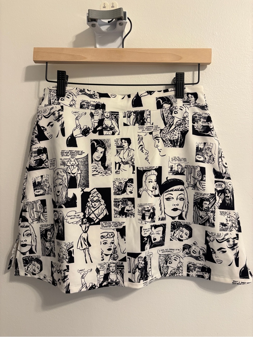 Reformation Black & White Comic-Panel Skater Skirt
